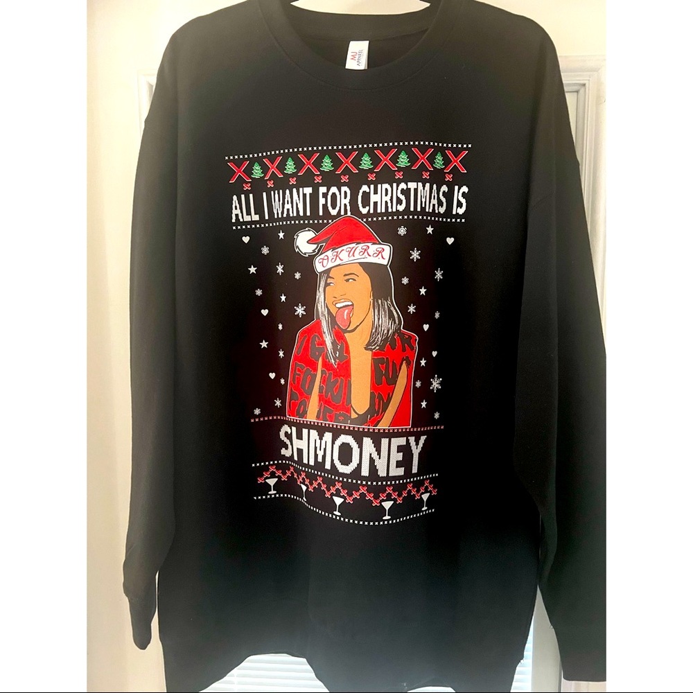 BRAND NEW WITHOUT TAGS NEVER WORN CARDI B CHRISTMAS SWEATER!
